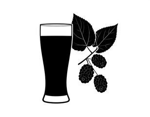 Dark Beer with Hops Illustration - A Minimalist Design.