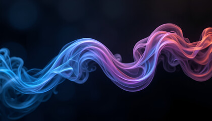 Vibrant wavy smoke flows in gradient colors on dark background