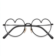 Heart-shaped glasses resting on a white background showcasing unique design and playful style for fashion lovers