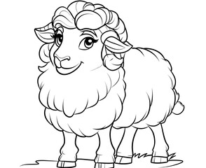 Obraz premium Coloring for children and adults, coloring of the animal world, sheep.