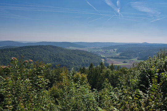 Blick in die Hassberge in Bayern Deutschland