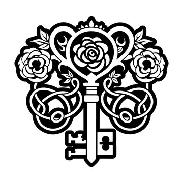 Glyph Style Ancient Key Symbol