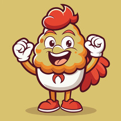 design logo vector cartoon mascot icon fried chicken