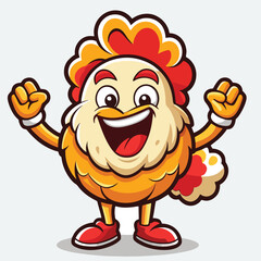 design logo vector cartoon mascot icon fried chicken