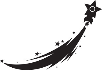 Shooting Star Comet Silhouette Vector.