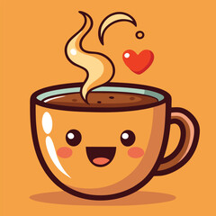 design logo vector cartoon mascot icon cup of coffee