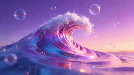 Dreamy sea wave landscape abstract art illustration with soft colors and flowing lines modern digital art avant-garde background for creative projects