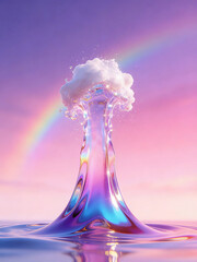 Dreamy sea wave landscape abstract art illustration with soft colors and flowing lines modern digital art avant-garde background for creative projects