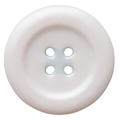 Sewing button isolated on white, transparent, 3d