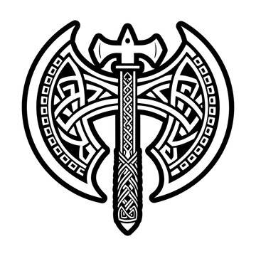 Glyph Style Viking Axe Logos