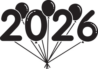2026 New Year Balloon Vector Design.