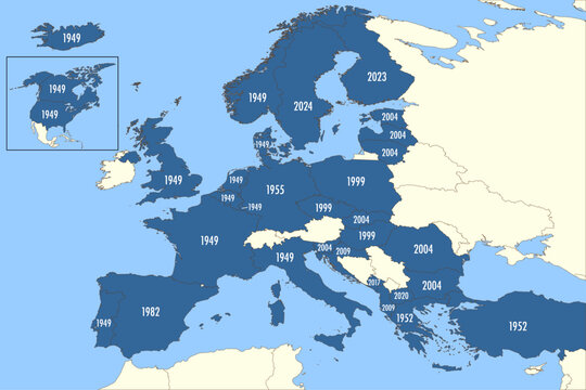 NATO Member Countries Map with Accession Years
