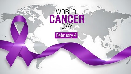 Fototapeta premium Purple Ribbon World Cancer Day February 4