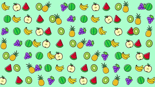 Tropical fruit pattern perfect for summerthemed designs like wrapping papers, stationery, textiles, or kitchen decor. Vibrant and lively.