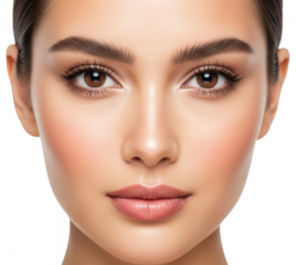 Close-up female face beauty portrait isolated on transparent background
