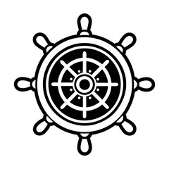Obraz premium Glyph Style Ship Wheel Symbol