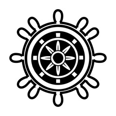 Obraz premium Glyph Style Ship Wheel Symbol