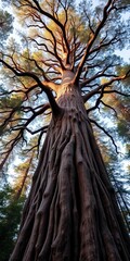 Majestic ancient trees reaching for the sky, a symbol of nature's enduring strength and beauty,  woodland,  outdoor