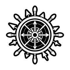 Obraz premium Glyph Style Ship Wheel Logos 