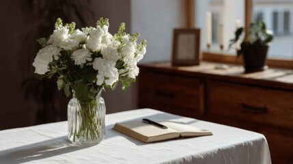 Serene morning whispers with ethereal white blooms, invoking moments of Hygge and contemplation during World Book Day