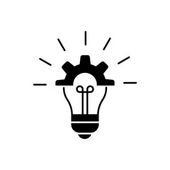 Lightbulb with cogwheel black icon. Innovation symbol