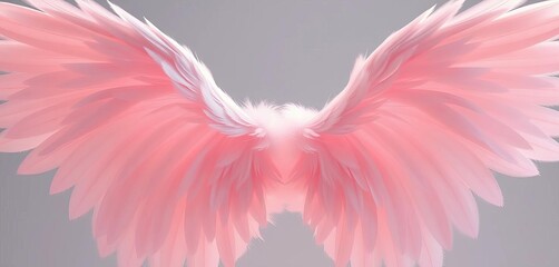 Delicate, feathery angel wings, pastel pink and white, softly illuminated,  pink,  elegance