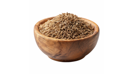 A wooden bowl overflowing with aromatic whole cumin seeds, ready for culinary use