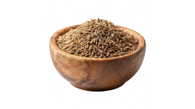 A wooden bowl overflowing with aromatic whole cumin seeds, ready for culinary use