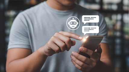 AI tech chatbot concept. Digital chatbot, Artificial intelligence technology automatically responds to online messages to help customers instantly.