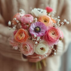 Colorful floral arrangement in hands High Resolution Picture