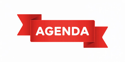 Red ribbon banner with the word AGENDA in white text agenda plan