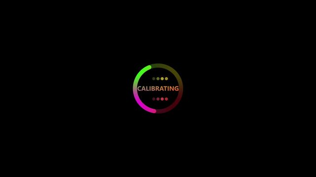 Calibrating process with colorful loading animation on black background colorful circle