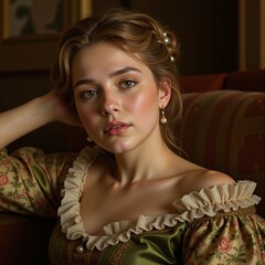 Graceful Lady In Baroque Dress