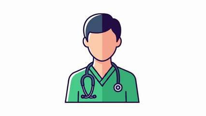 Fototapeta premium Stylized illustration of a medical professional wearing scrubs and a stethoscope, gender-neutral
