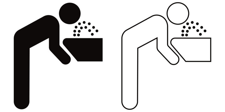 Drinking Fountain Icon Set &ndash; Public Water Dispenser, Hydration Station and Safe Drinking
 Water Symbols Vector