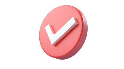 3d pink checkmark icon in circle for approval or success confirmation ai generated image isolated on transparent background