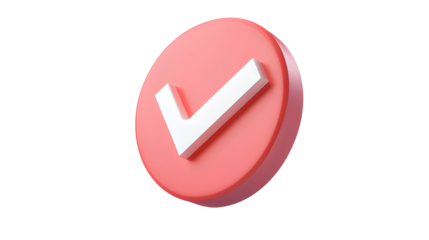 3d pink checkmark icon in circle for approval or success confirmation ai generated image isolated on transparent background