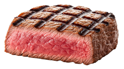 Perfectly grilled juicy beef steak with beautiful char marks and a tender pink interior for gourmet recipe visuals or restaurant menu presentations