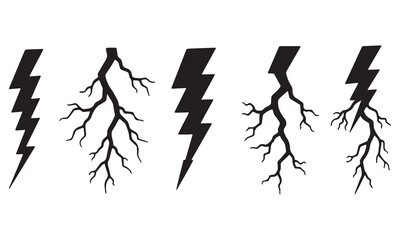 Lightning Bolt with Roots Clipart - Thunderstorm Graphics & Electric Lightning Designs