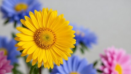 Vibrant flower bouquet with prominent yellow bloom
