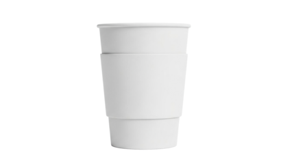White disposable paper coffee cup with a sleeve and a lid suitable for takeaway beverages and product packaging mockups