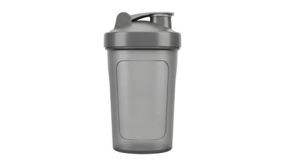 A sleek gray shaker bottle designed for mixing protein powder and nutritional supplements is an essential accessory for fitness enthusiasts and athletes looking for convenient hydration and