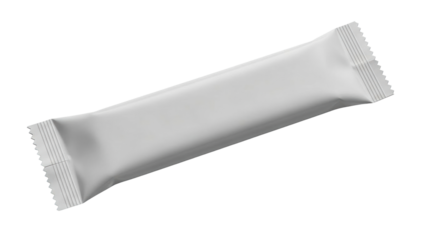 Empty white snack bar wrapper mockup template for displaying various food products and candy designs suitable for commercial branding and promotional materials