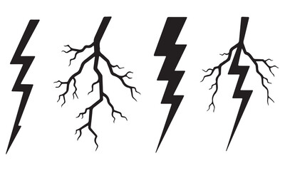 Lightning Bolt with Roots Clipart - Thunderstorm Graphics & Electric Lightning Designs