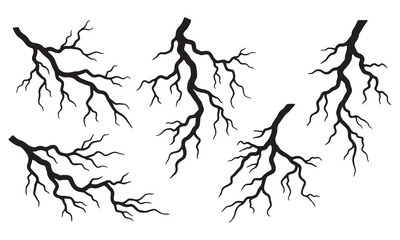 Lightning Bolt with Roots Clipart - Thunderstorm Graphics & Electric Lightning Designs