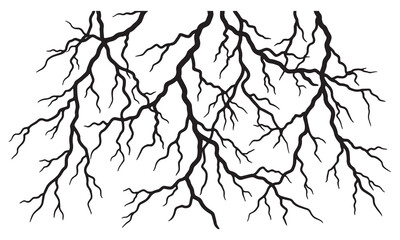Lightning Bolt with Roots Clipart - Thunderstorm Graphics & Electric Lightning Designs