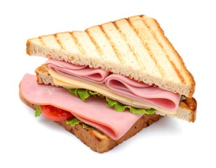Delicious Ham and Cheese Sandwich with Fresh Vegetables on Toasted Bread.