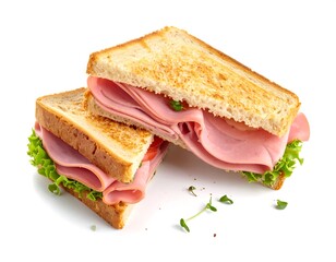 Delicious Ham Sandwich on Toast with Lettuce and Fresh Ingredients.