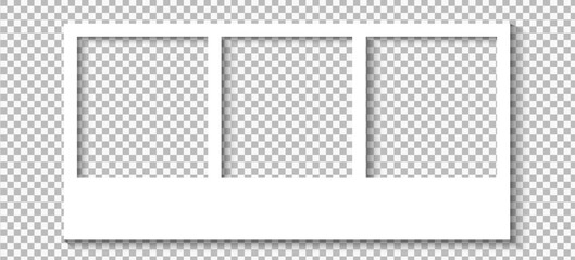 Realistic Polaroid Style Photo Frame Set with Empty Picture Templates and Soft Shadow Vector Illustration on Transparent Background