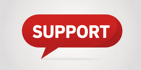 Red speech bubble with white text SUPORT support help
